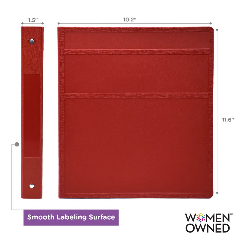 Carstens 1-Inch Heavy Duty 3-Ring Binder - Side Opening,Brick Red, Durable Plastic, Precision No-Gap Rings, Waterproof Cover, No Pockets, Holds 125 US Letter Sheets, BPA-Free, Made in USA (8718-3R) - Image 3